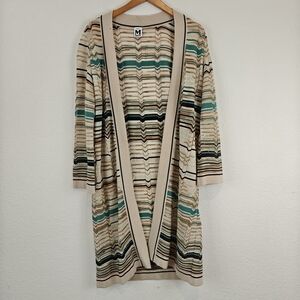 Missoni Muti-color Knitted Open Front Light Weight Wool Blend Cartigan Size 4